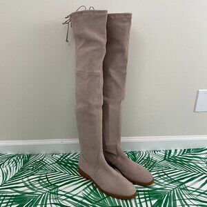 Stuart Weitzman Lowland Taupe Suede Thigh-High Boots Size 10